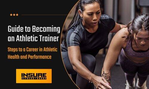 Focused athletic trainer coaching a dedicated female athlete, representing the professional guidance detailed in the 'How to Become an Athletic Trainer' guide by INSURE FITNESS GROUP.